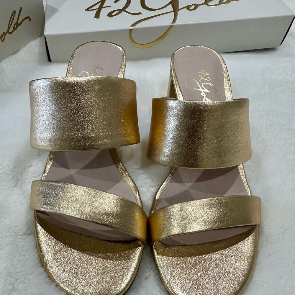 42 GOLD Gold Metallic Sandals Modern Minimalist Design